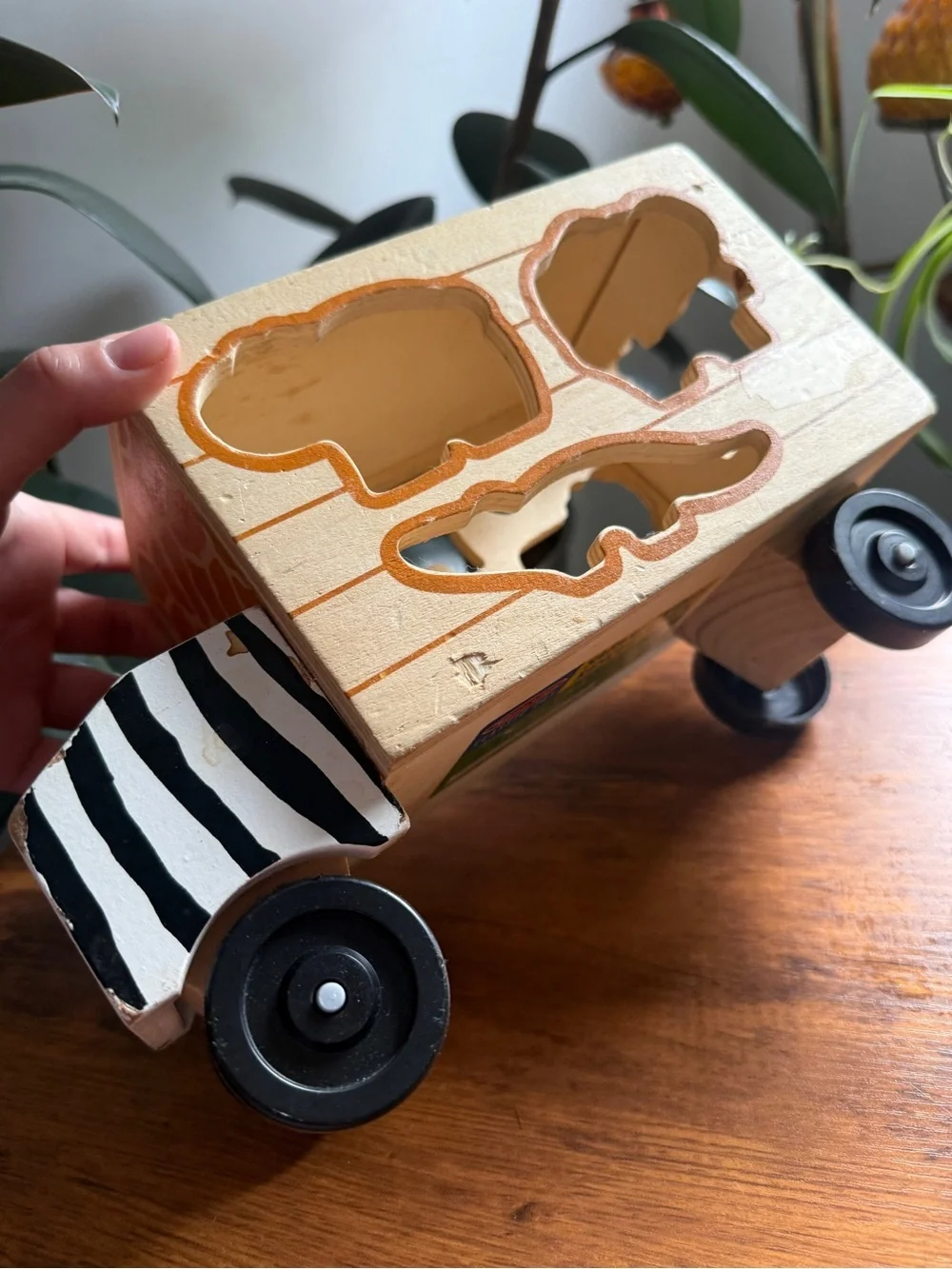 Melissa & Doug Wooden Animal Shape Sorter Truck - Orange